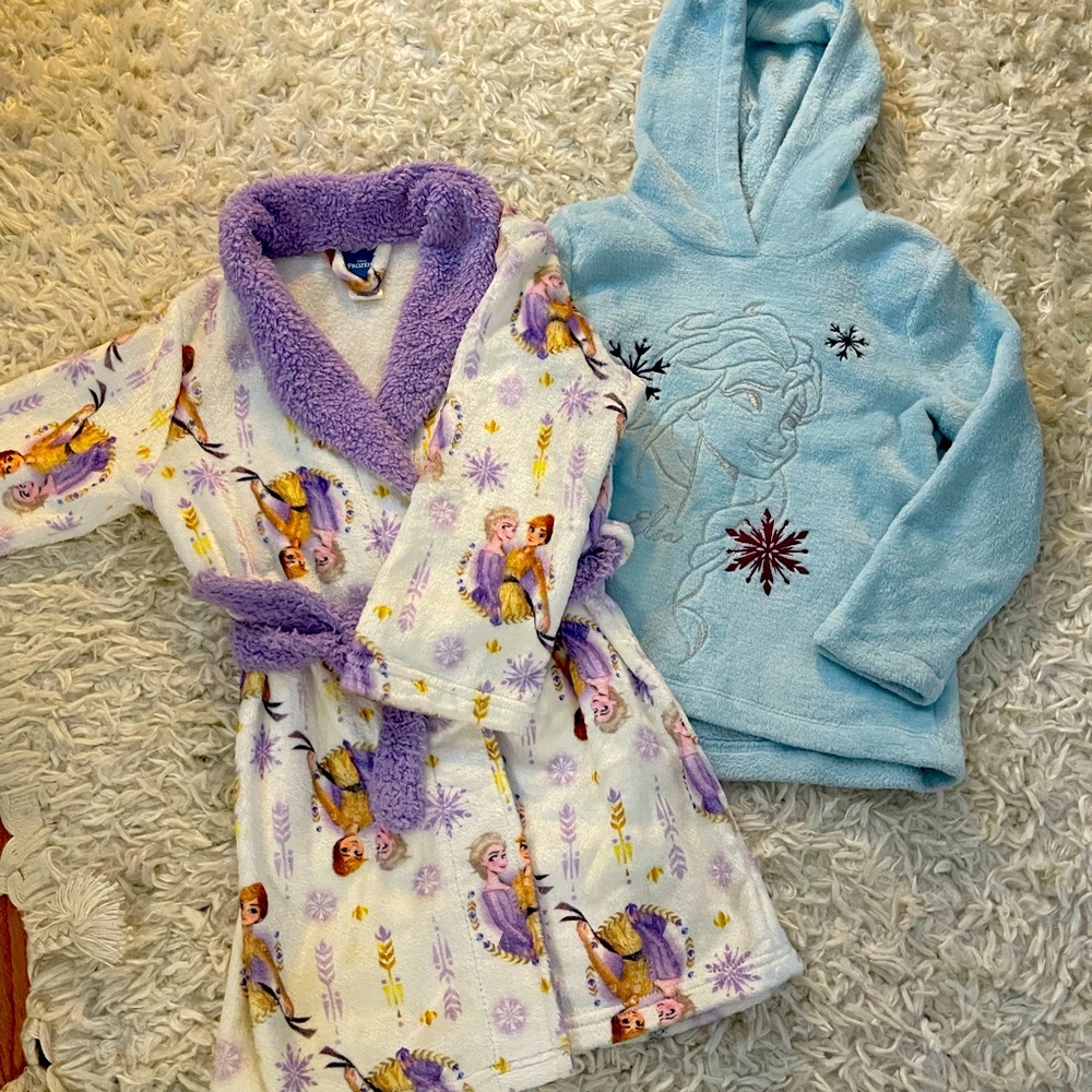 Disney Frozen Girls' Elsa & Anna Hooded Top and Robe Set - Purple & Light Blue